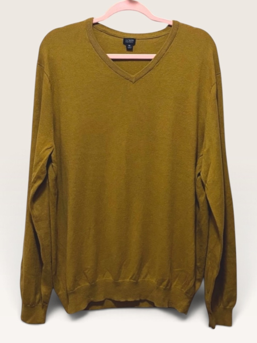 J.Crew Cotton Cashmere V Neck Sweater XL Mustard Ochre